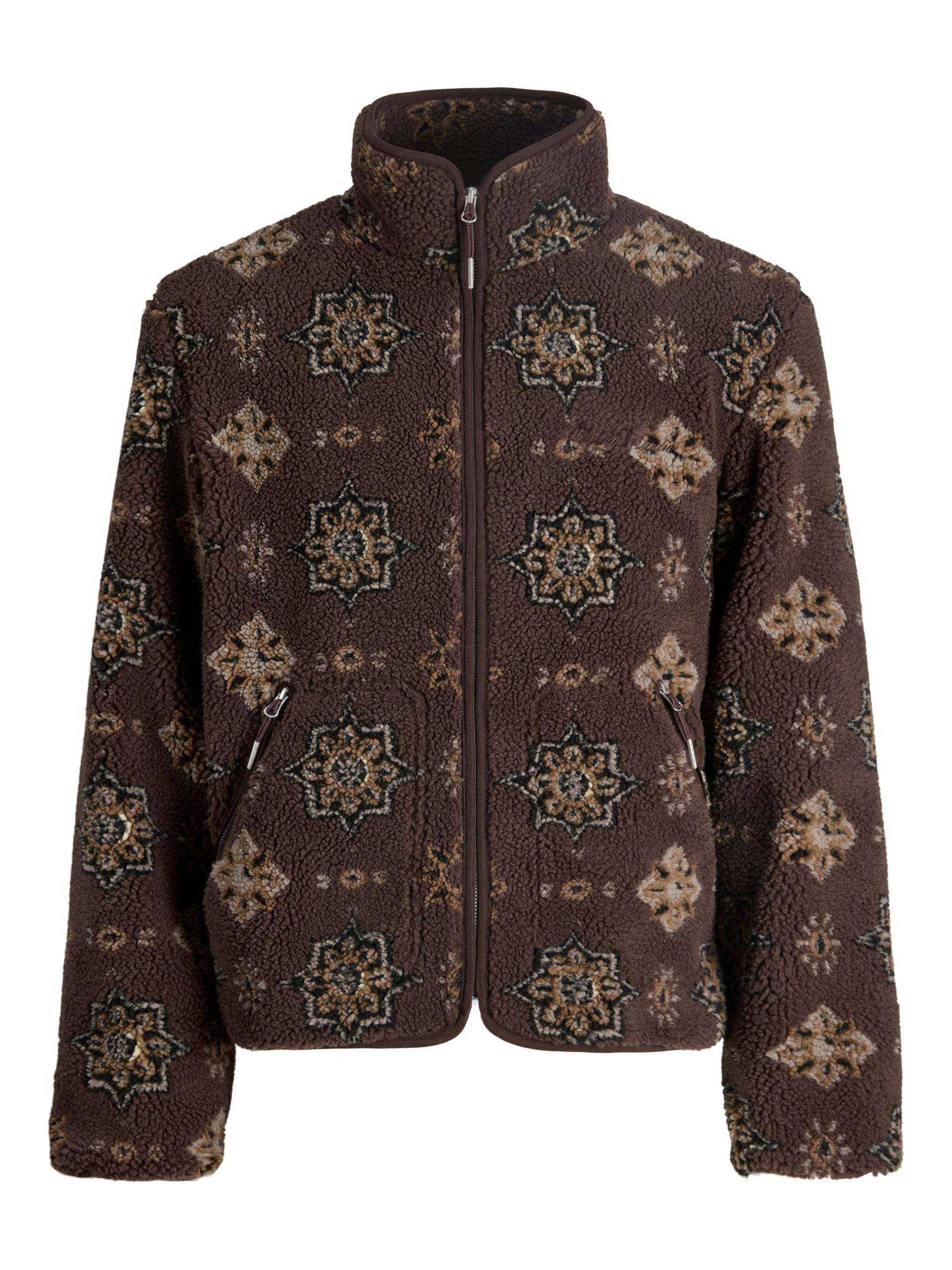JACK&JONES - JORNORREBRO TEDDY JACKET AOP deep mahogany - Gr. - XL von JACK&JONES