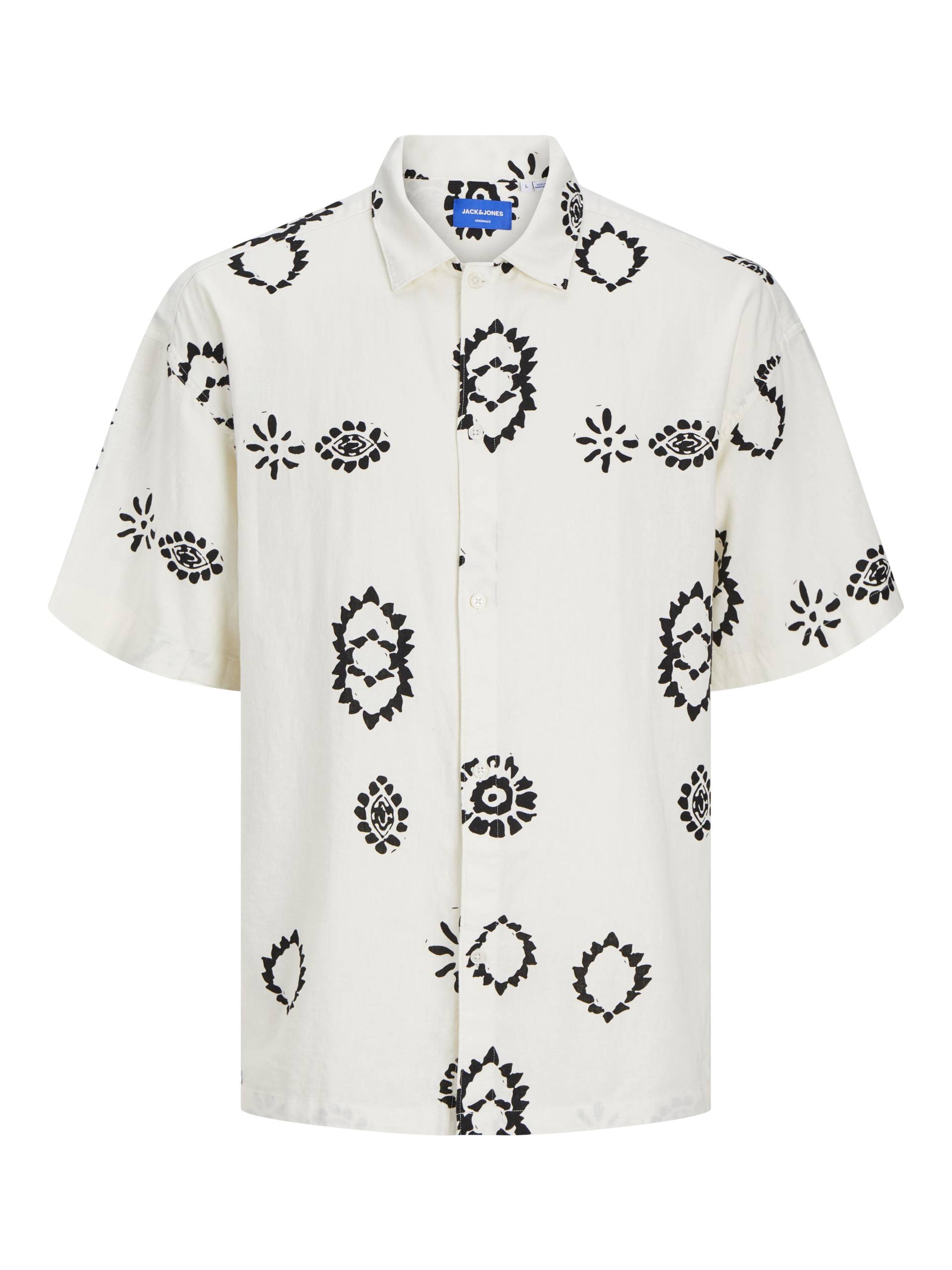 JACK&JONES - JORNOTO LINEN AOP SHIRT SS LN buttercream - Gr. - M von JACK&JONES