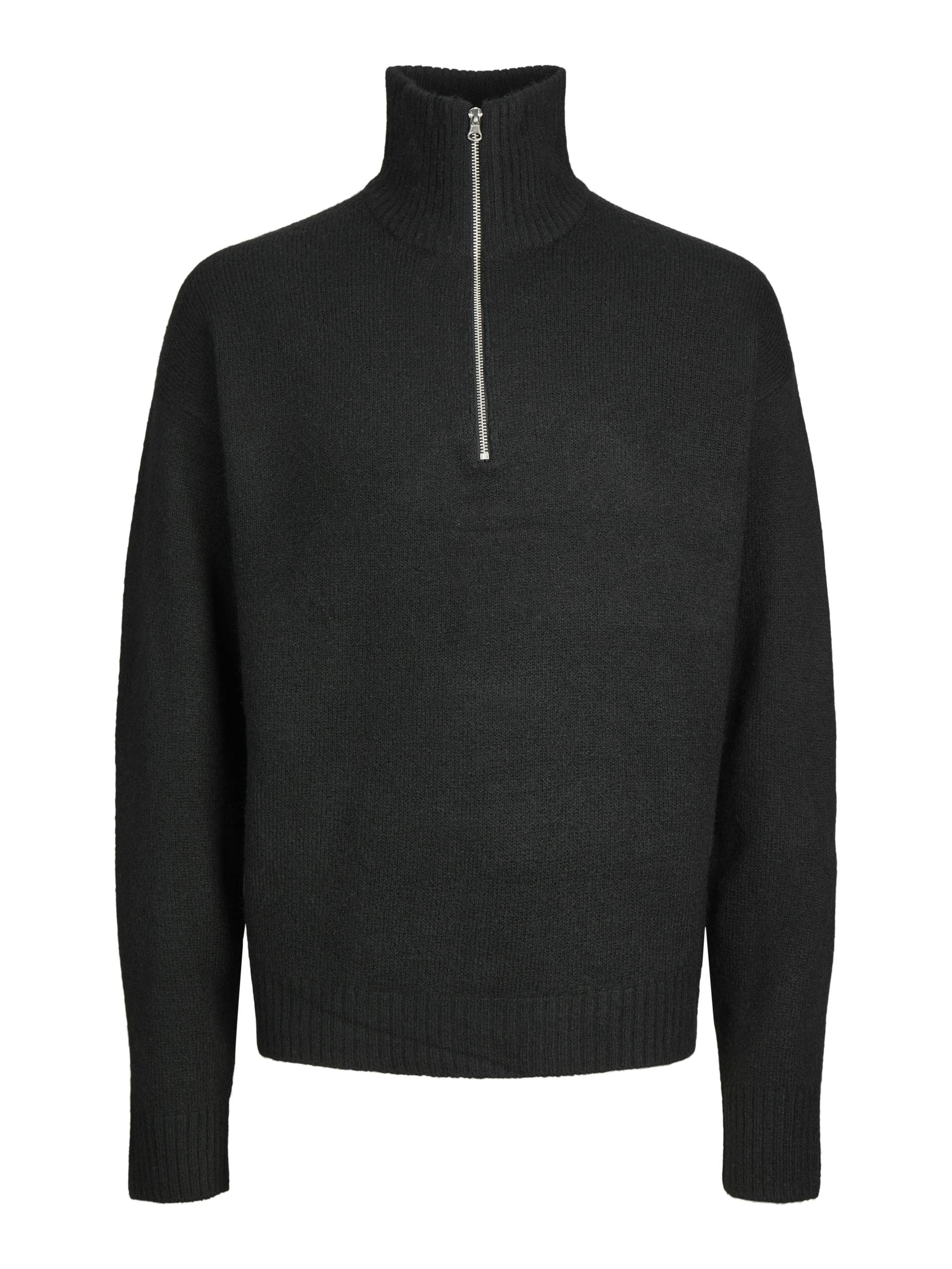 JACK&JONES - JOROLLIE KNIT HALF ZIP SN black - Gr. - XL von JACK&JONES