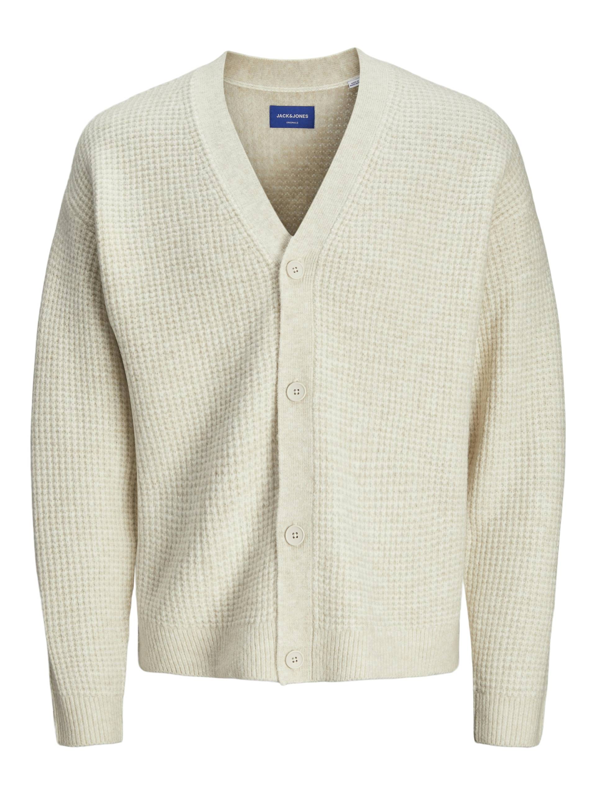 JACK&JONES - JOROLLIE WAFFLE KNIT CARDIGAN moonbeam - Gr. - M von JACK&JONES