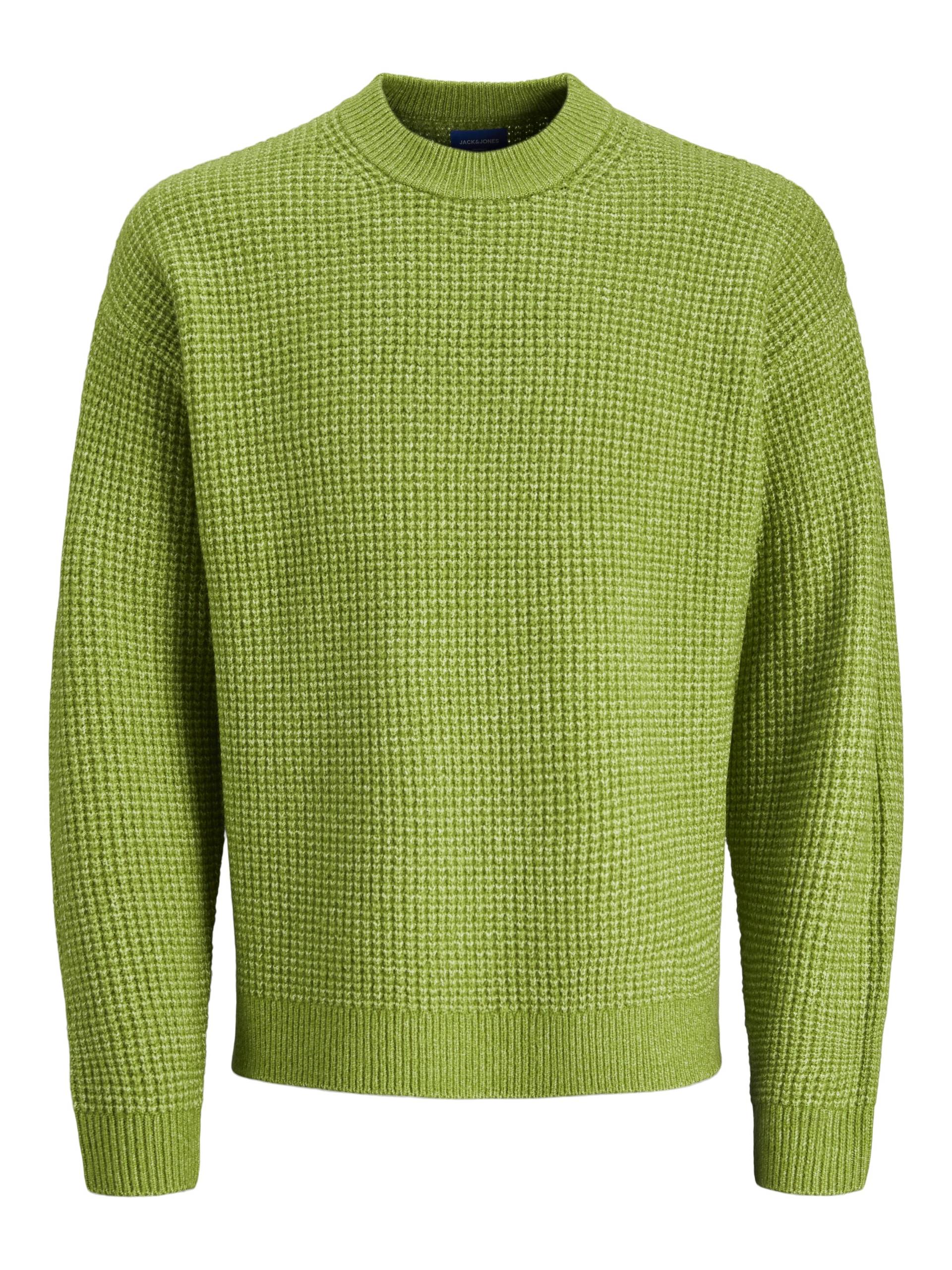 JACK&JONES - JOROLLIE WAFFLE KNIT CREW NECK lima bean green - Gr. - M von JACK&JONES