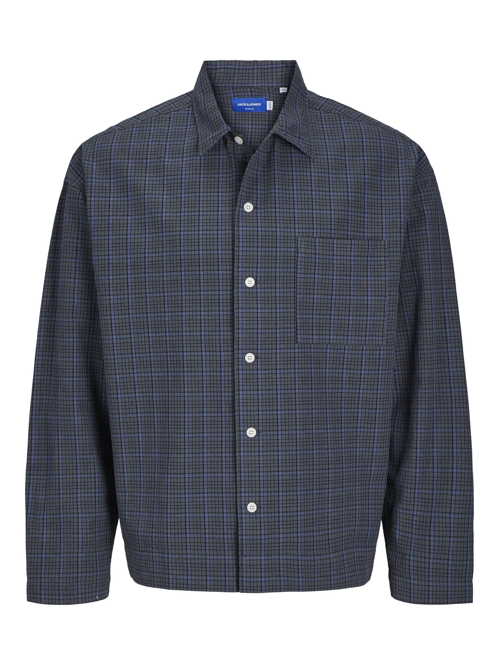 JACK&JONES - JORROXBURY BOXY OVERSHIRT LS LN iron gate - Gr. - M von JACK&JONES