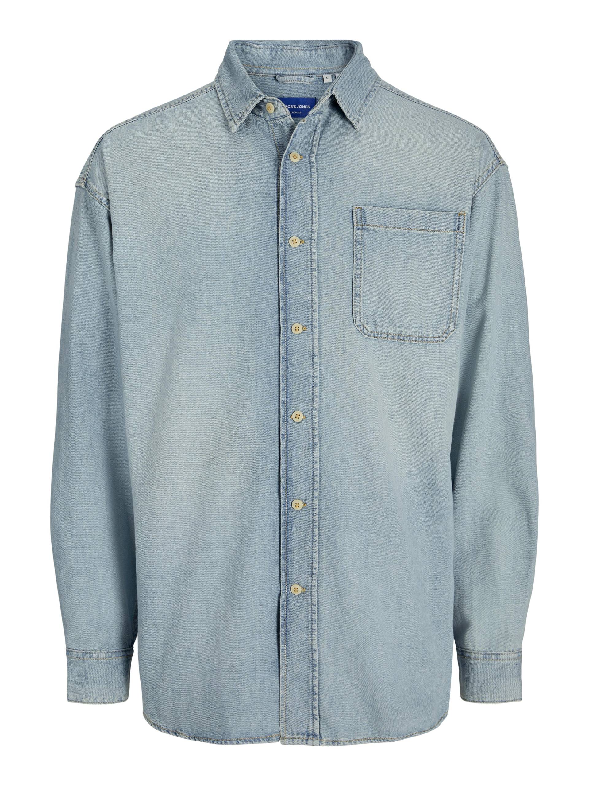JACK&JONES - JORSANTORINI DENIM SHIRT LS SN blue denim - Gr. - XL von JACK&JONES
