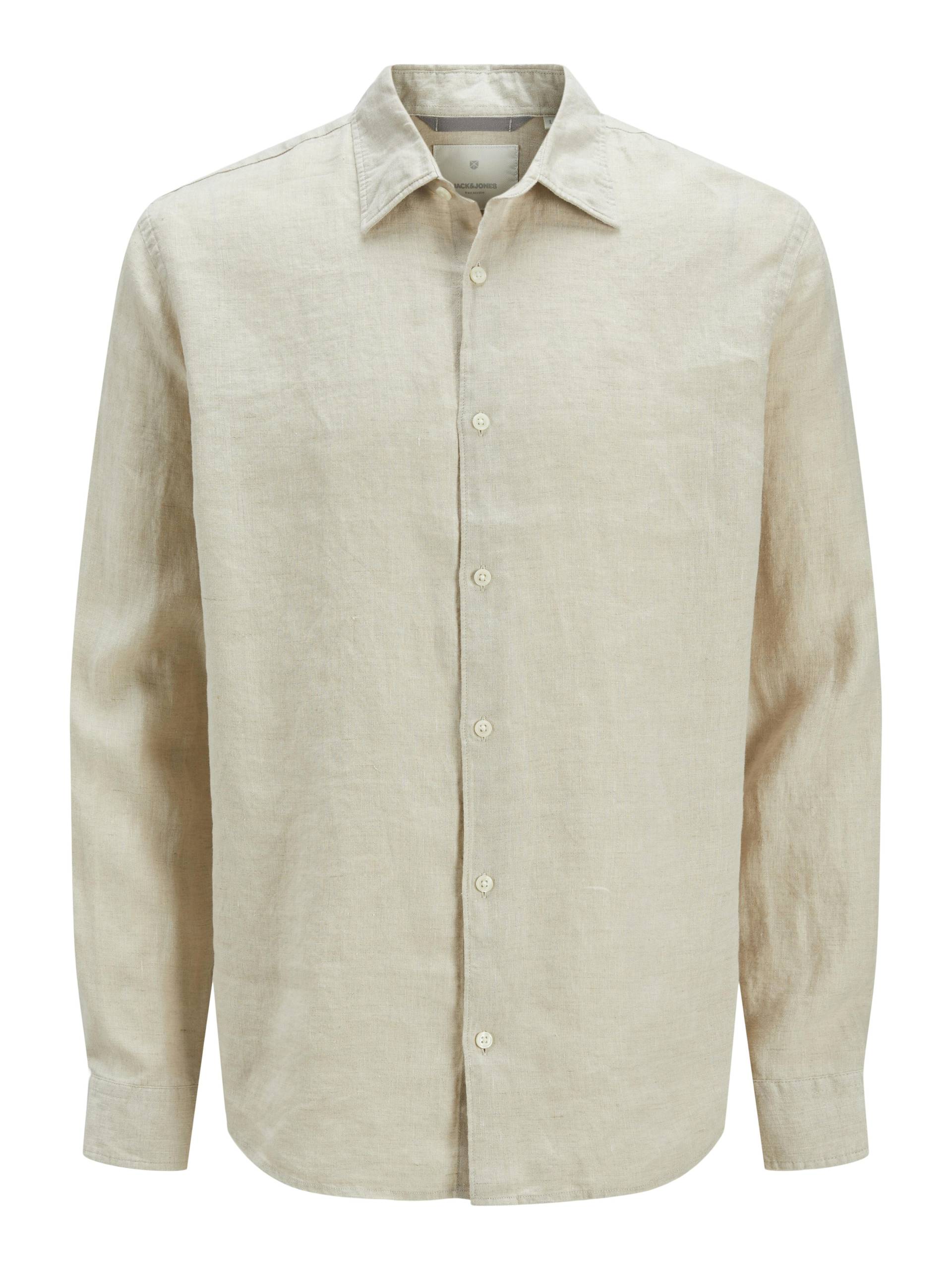 JACK&JONES - JPRBLALAWRENCE LINEN L/S SHIRT SN silver lining - Gr. - M von JACK&JONES