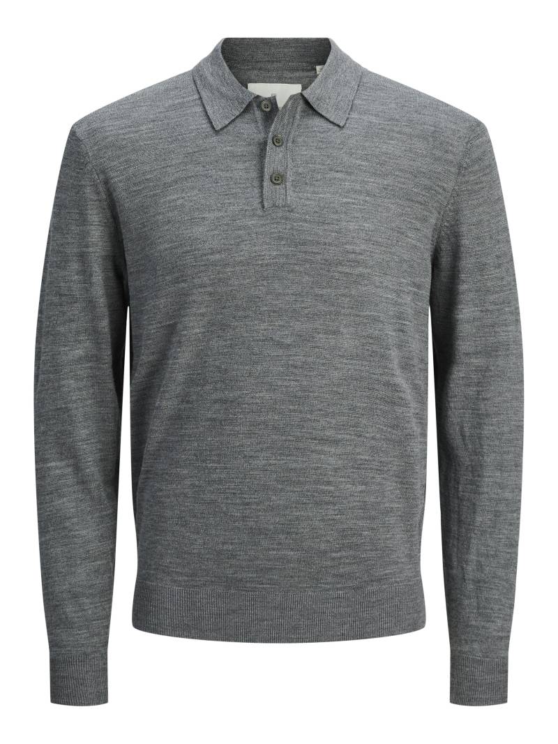 JACK&JONES - JPRBLAMERINO KNIT POLO medium grey melange - Gr. - M von JACK&JONES