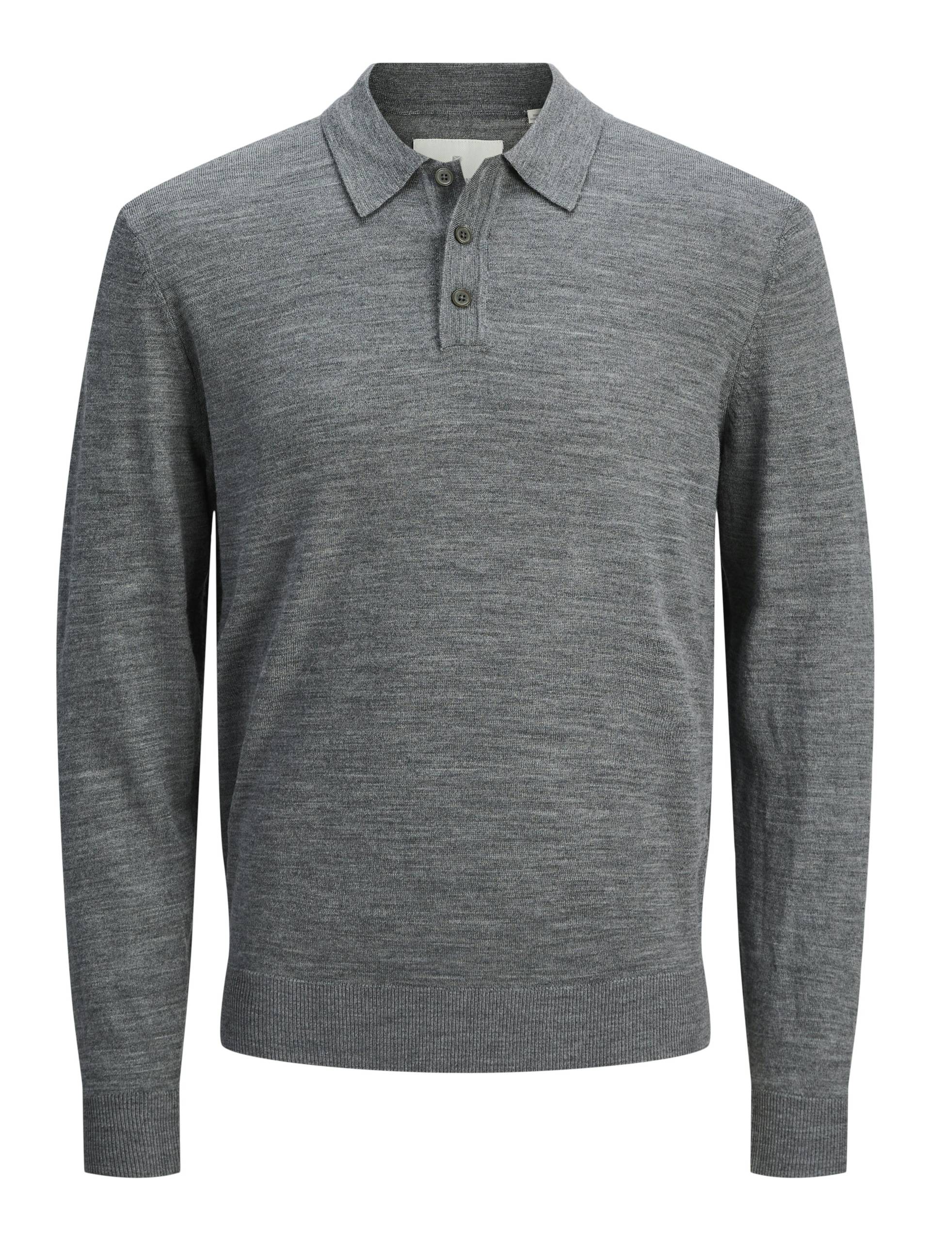 JACK&JONES - JPRBLAMERINO KNIT POLO medium grey melange - Gr. - S von JACK&JONES
