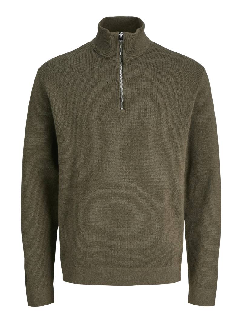 JACK&JONES - JPRBLAMILANO STITCH KNIT HALF ZIP SN stone gray - Gr. - L von JACK&JONES