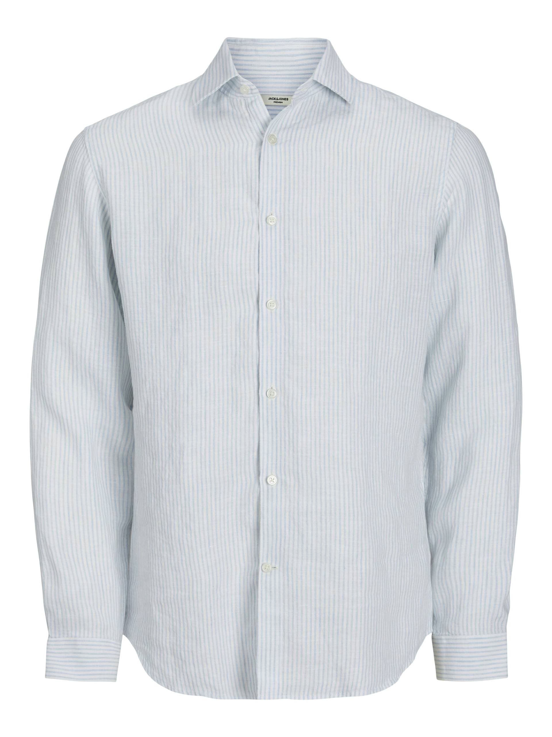 JACK&JONES - JPRBLAPARKER LINEN STRIPE SHIRT L/S LN skyway - Gr. - L von JACK&JONES
