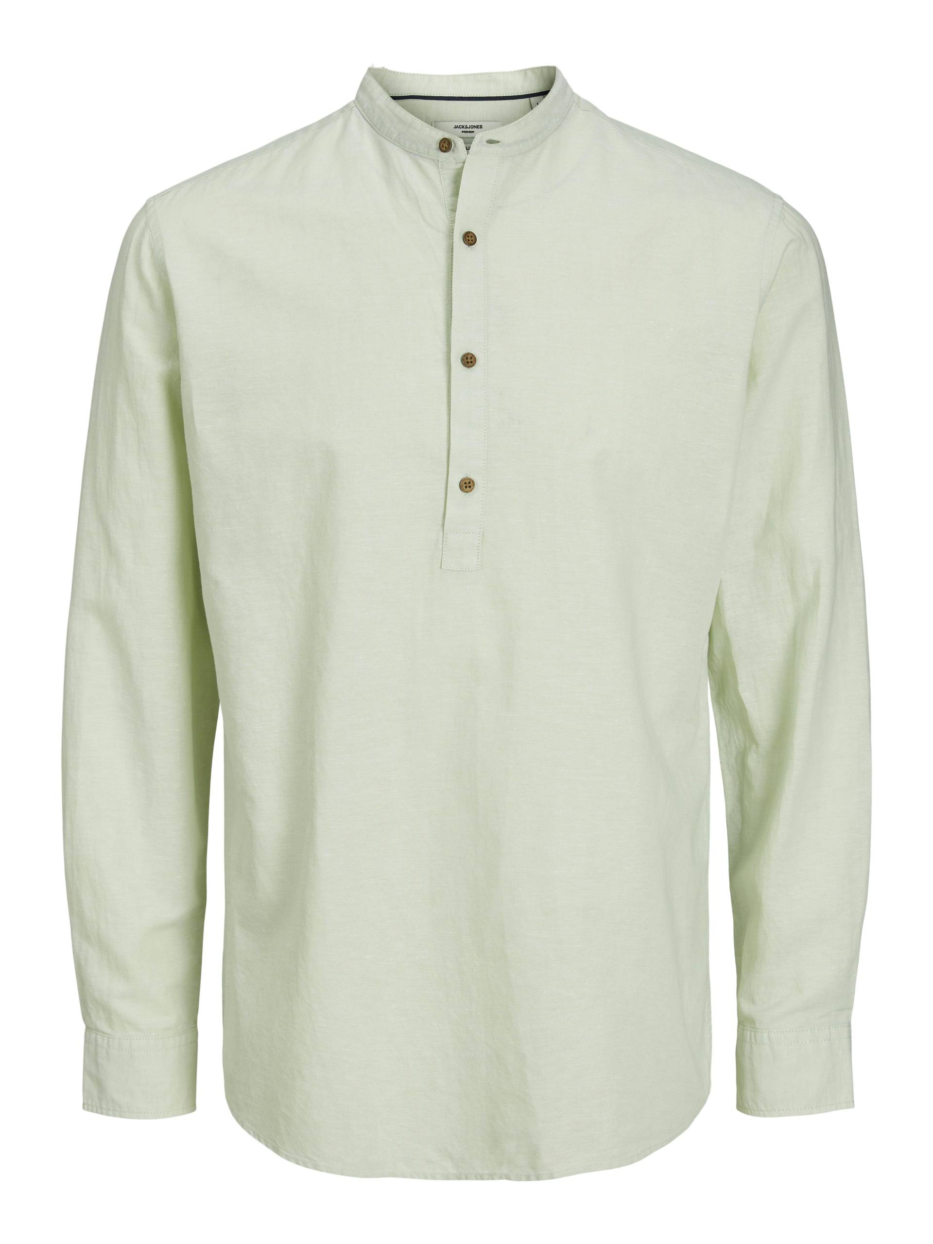 JACK&JONES - JPRBLASUMMER HALF PLACKET SHIRT L/S SN celadon green - Gr. - M von JACK&JONES