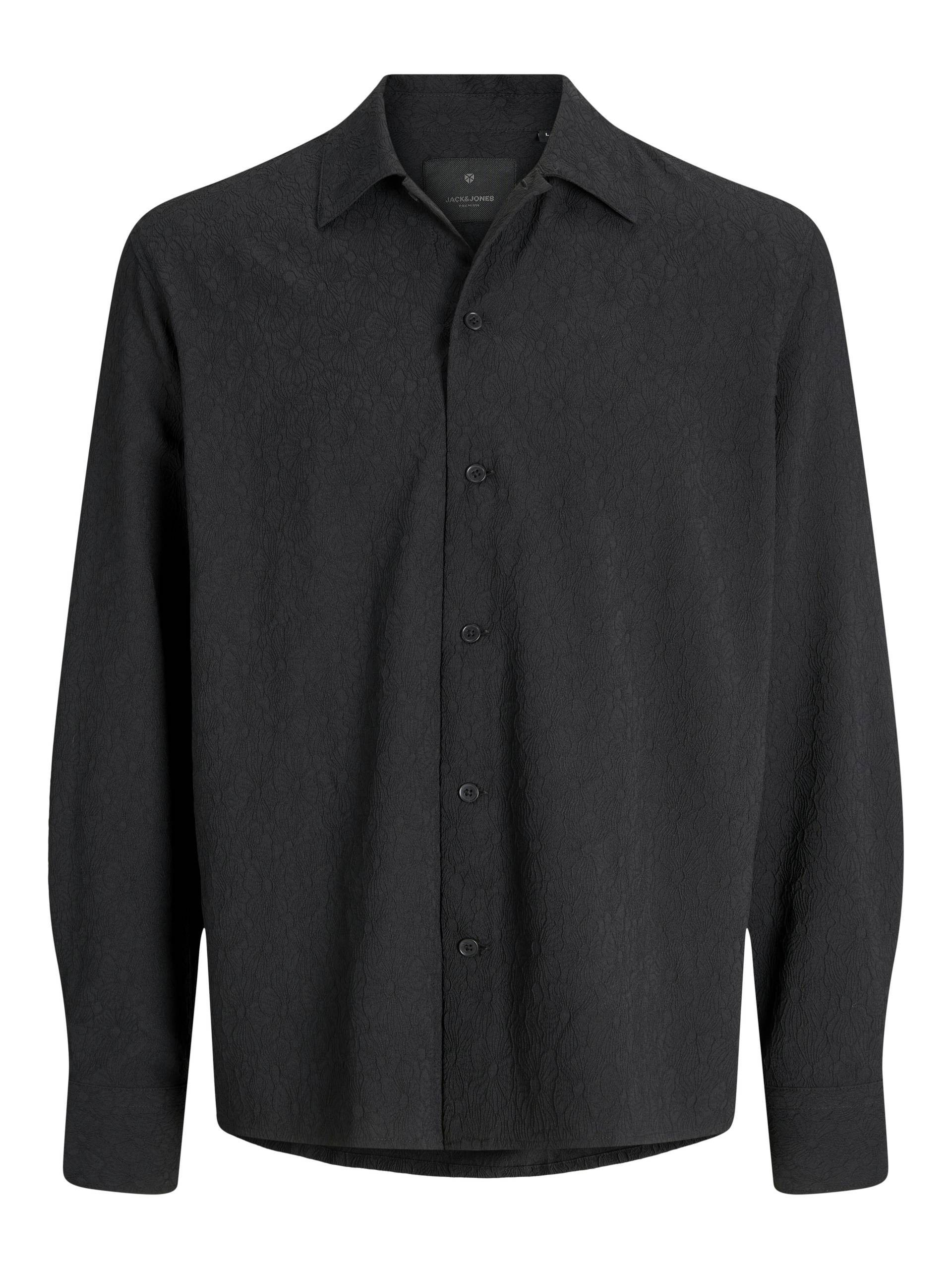 JACK&JONES - JPRBLATREND JACQUARD L/S SHIRT STYD AW24 black - Gr. - M von JACK&JONES