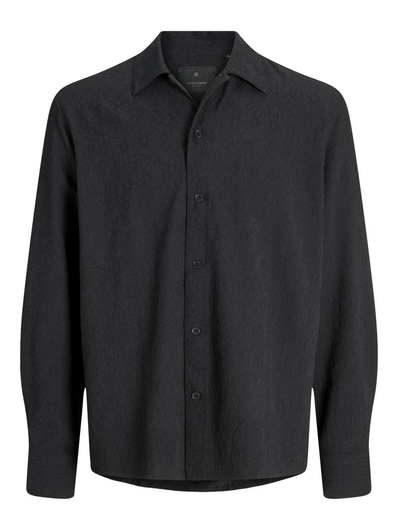 JACK&JONES - JPRBLATREND JACQUARD L/S SHIRT STYD AW24 black - Gr. - M von JACK&JONES