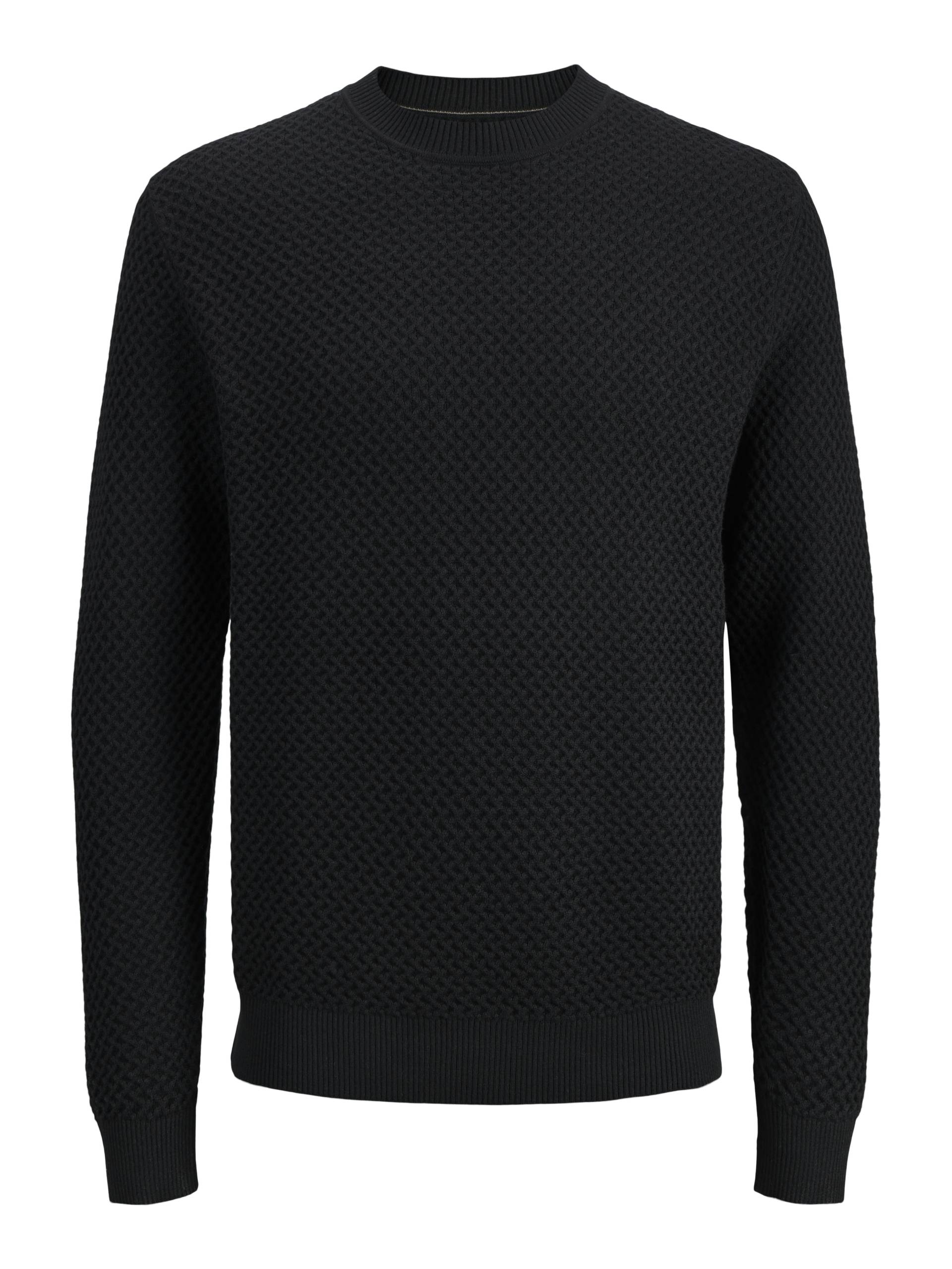 JACK&JONES - JPRBLUBARKLEY KNIT CREW NECK CH LN black - Gr. - XXL von JACK&JONES