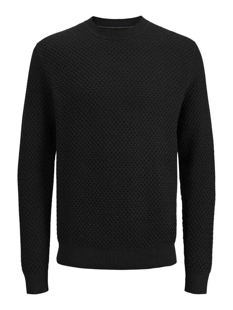 JACK&JONES - JPRBLUBARKLEY KNIT CREW NECK CH LN black - Gr. - XXL von JACK&JONES