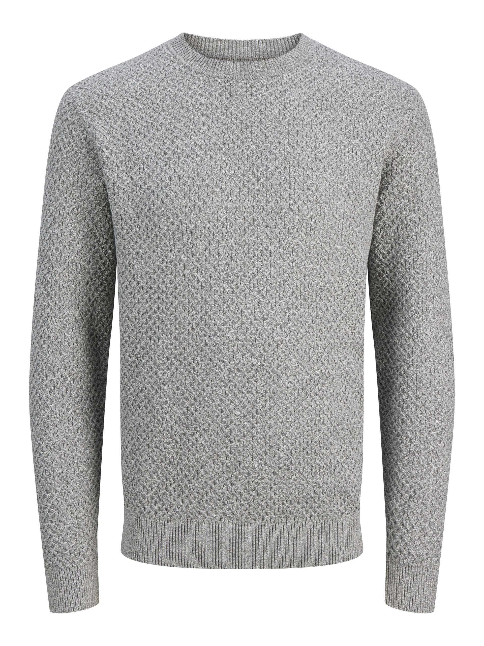 JACK&JONES - JPRBLUBARKLEY KNIT CREW NECK CH LN charcoal gray - Gr. - M von JACK&JONES