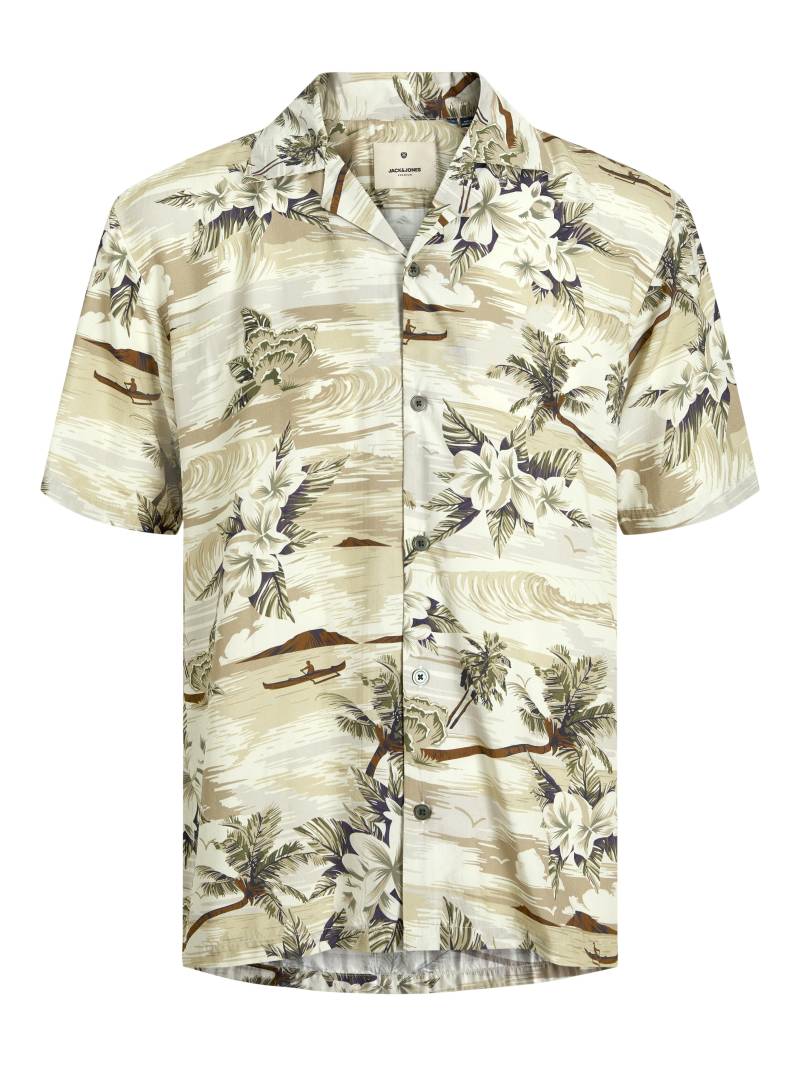 JACK&JONES - JPRBLUHENDRIX PRINT RESORT S/S SHIRT silver lining - Gr. - M von JACK&JONES