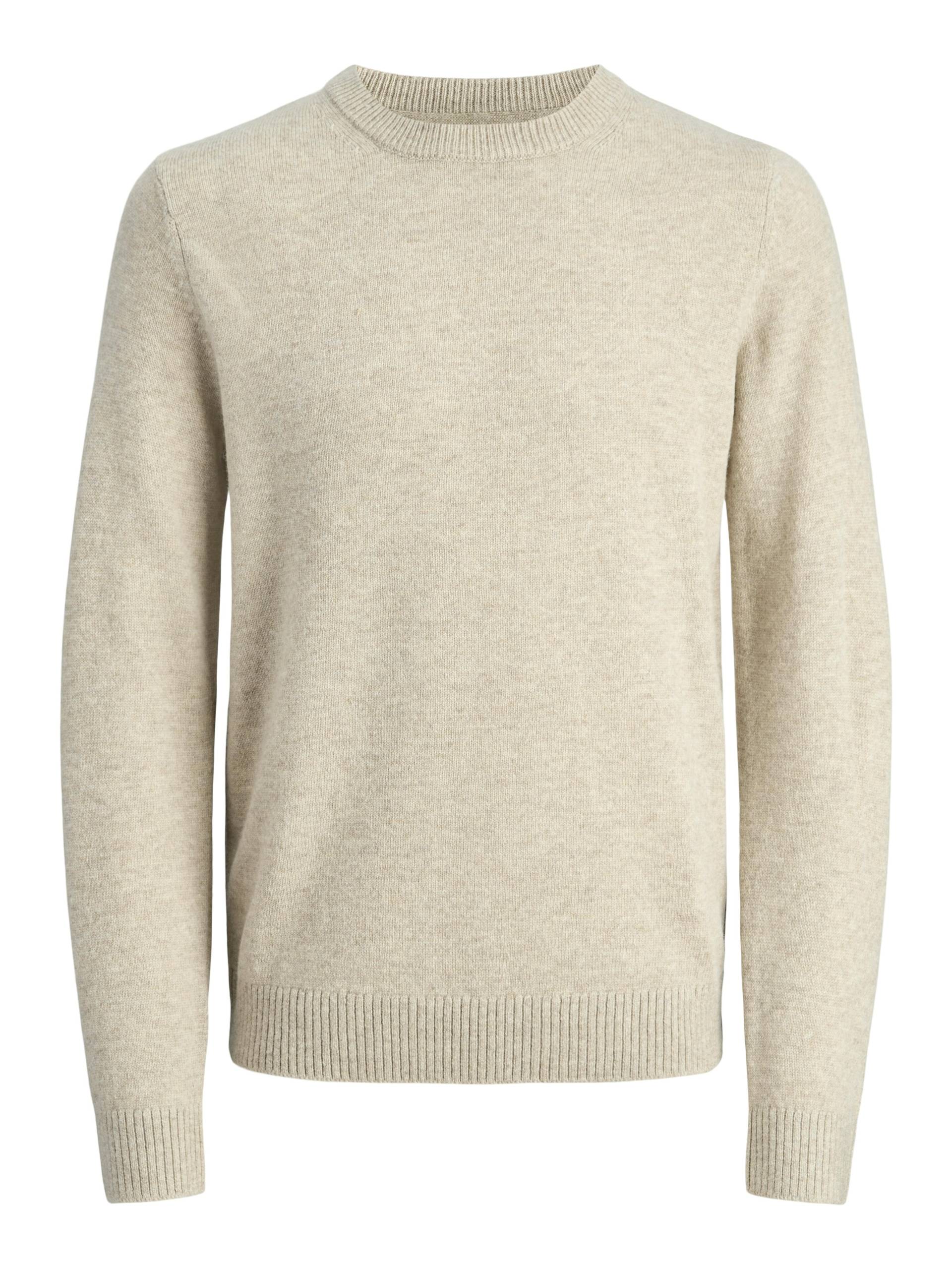 JACK&JONES - JPRBLULAMBSWOOL KNIT CREW NECK silver lining - Gr. - XL von JACK&JONES
