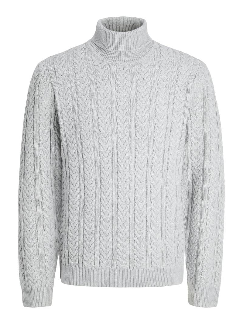 JACK&JONES - JPRBLUSEAN KNIT CABLE ROLL NECK light grey melange - Gr. - XXL von JACK&JONES