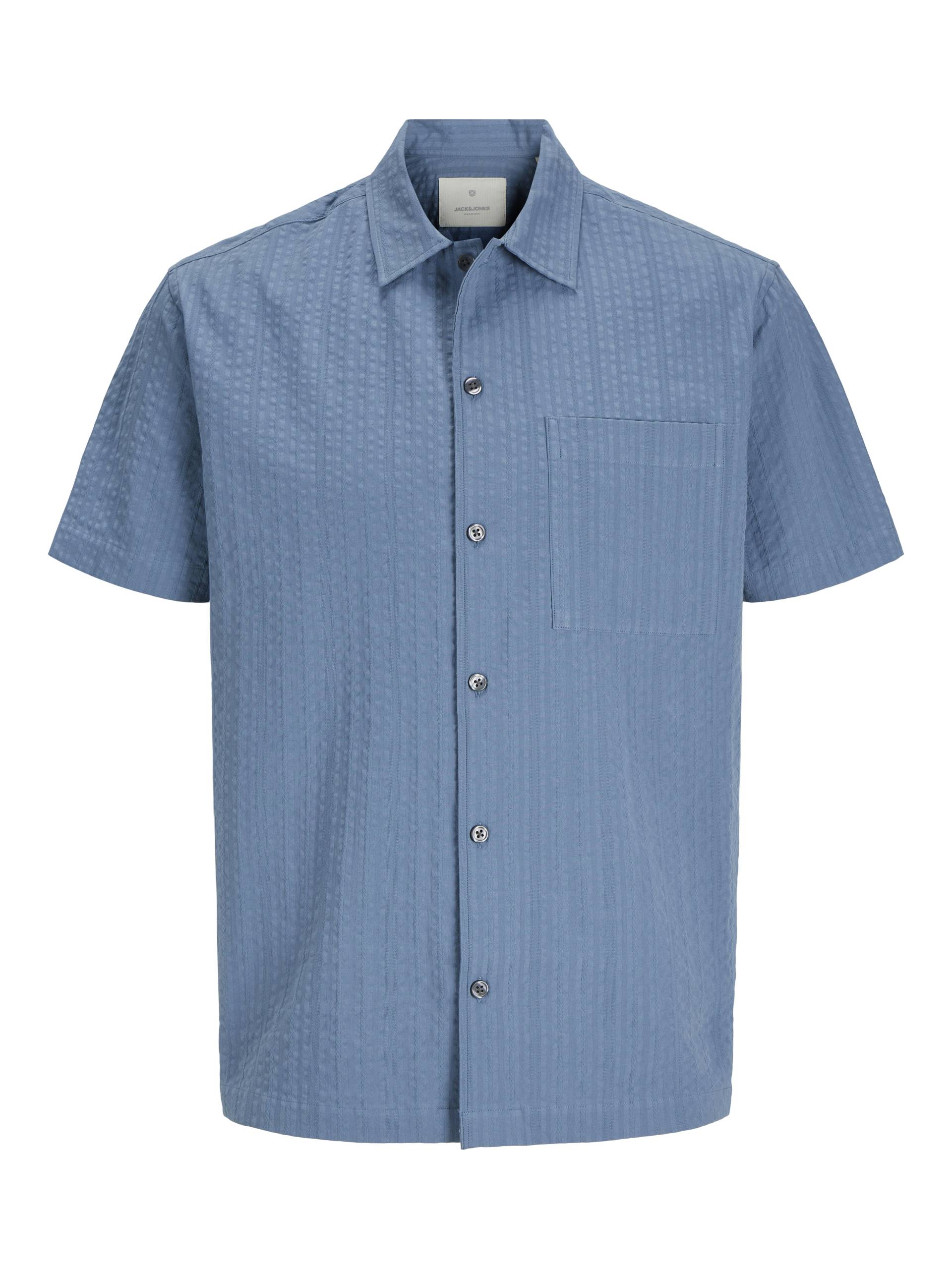 JACK&JONES - JPRCCEASTON SEERSUCKER S/S SHIRT LN coronet blue - Gr. - L von JACK&JONES