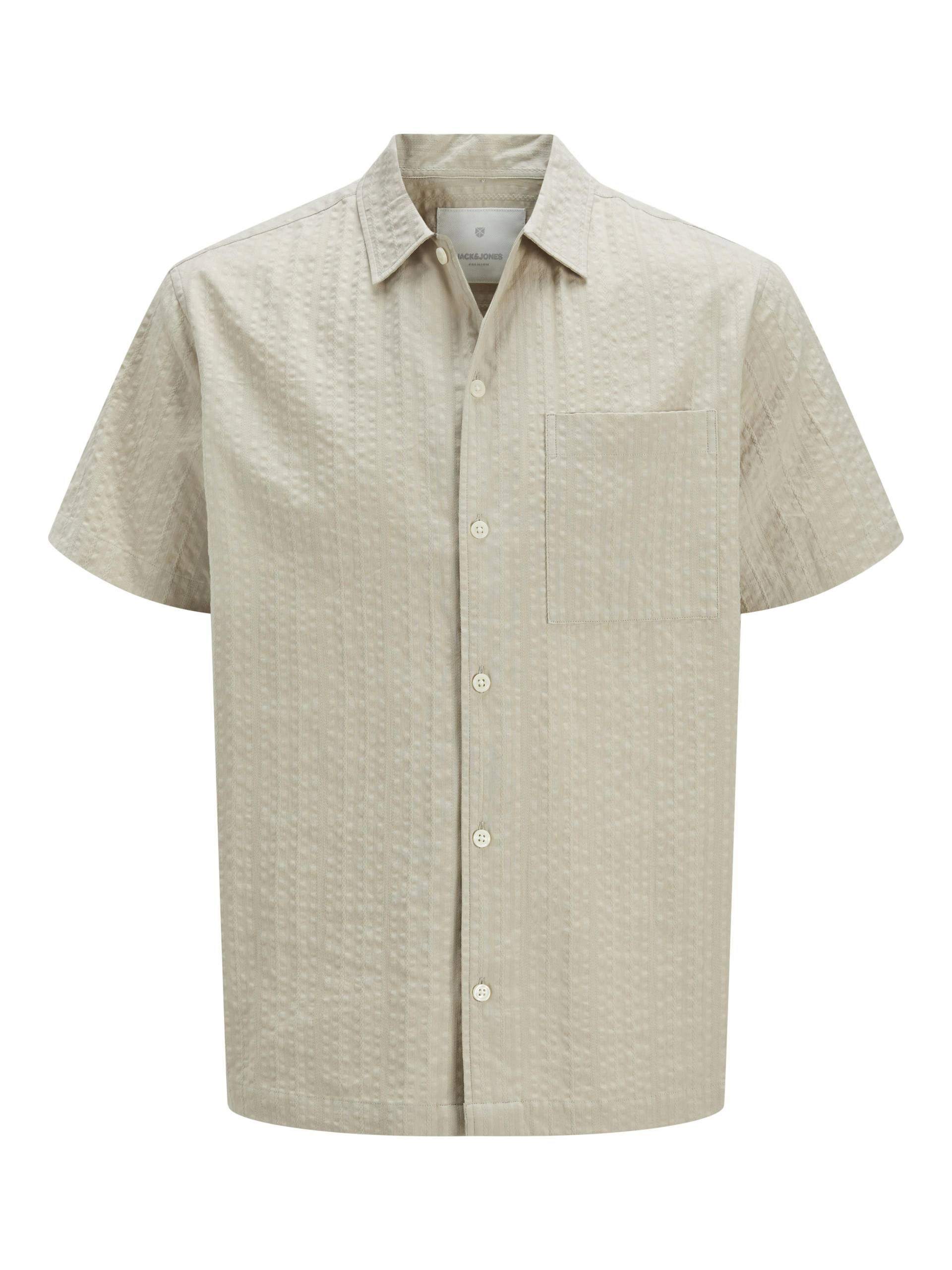 JACK&JONES - JPRCCEASTON SEERSUCKER S/S SHIRT LN silver lining - Gr. - M von JACK&JONES