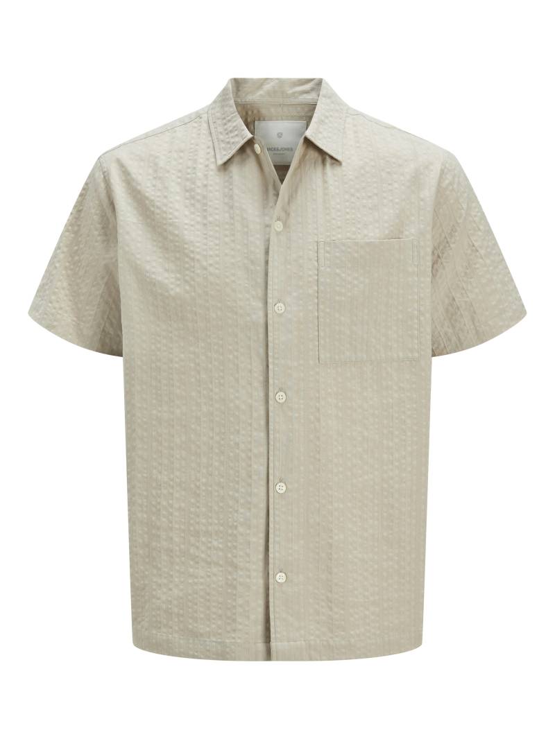 JACK&JONES - JPRCCEASTON SEERSUCKER S/S SHIRT LN silver lining - Gr. - M von JACK&JONES