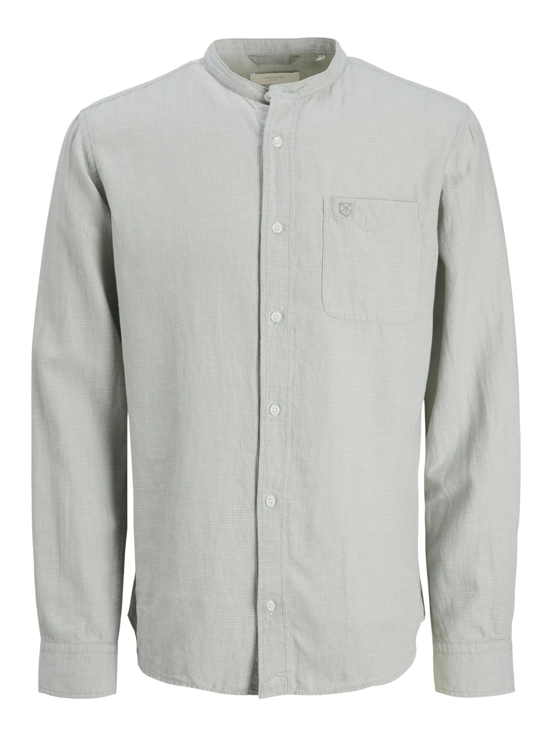 JACK&JONES - JPRCCMAZE SUMMER BAND L/S SHIRT aqua gray - Gr. - S von JACK&JONES