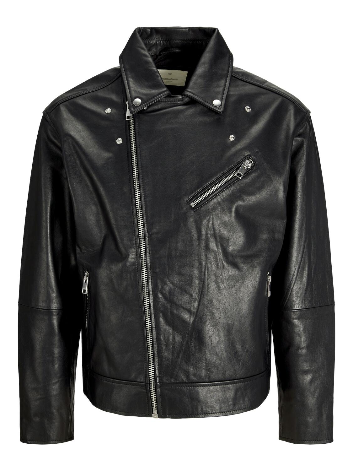 JACK&JONES - JPRCCVINCE LEATHER BIKER JKT black - Gr. - L von JACK&JONES