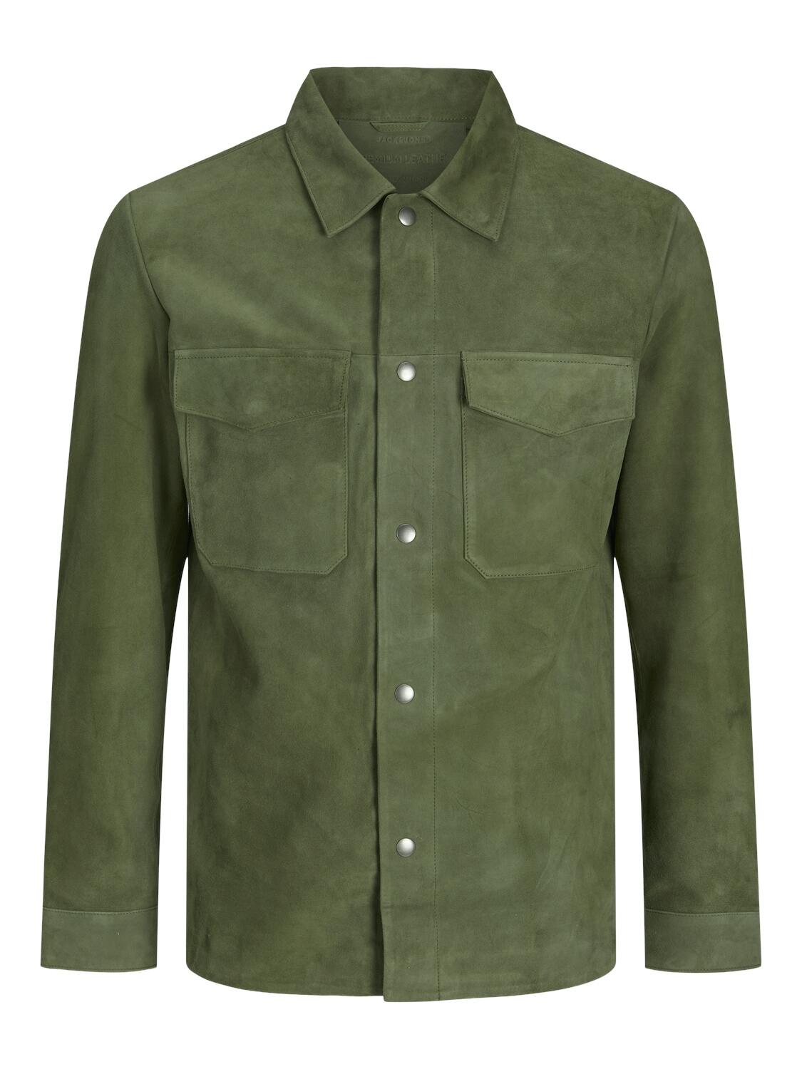 JACK&JONES - JPROWEN SUEDE SHIRT JKT deep lichen green - Gr. - L von JACK&JONES