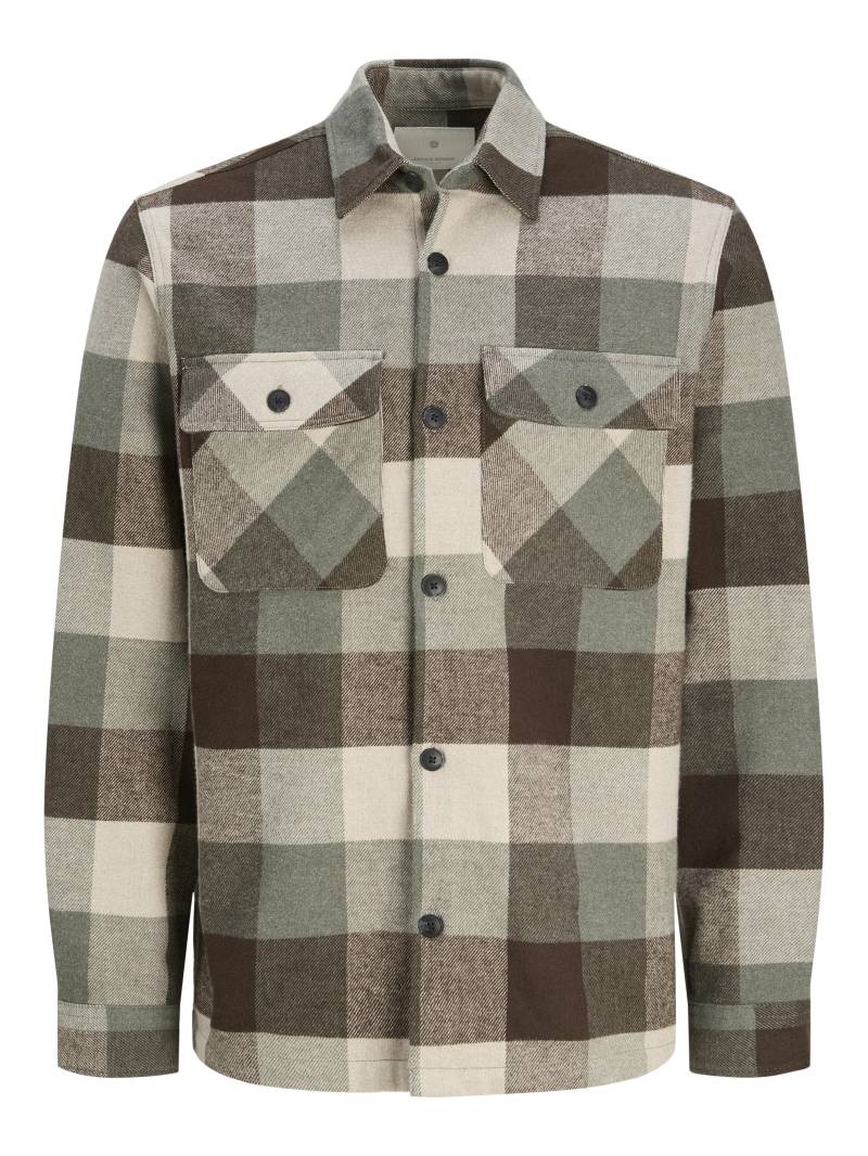 JACK&JONES - JPRRAYMOND MELANGE CHECK LS OVERSHIRT SN agave green - Gr. - XL von JACK&JONES