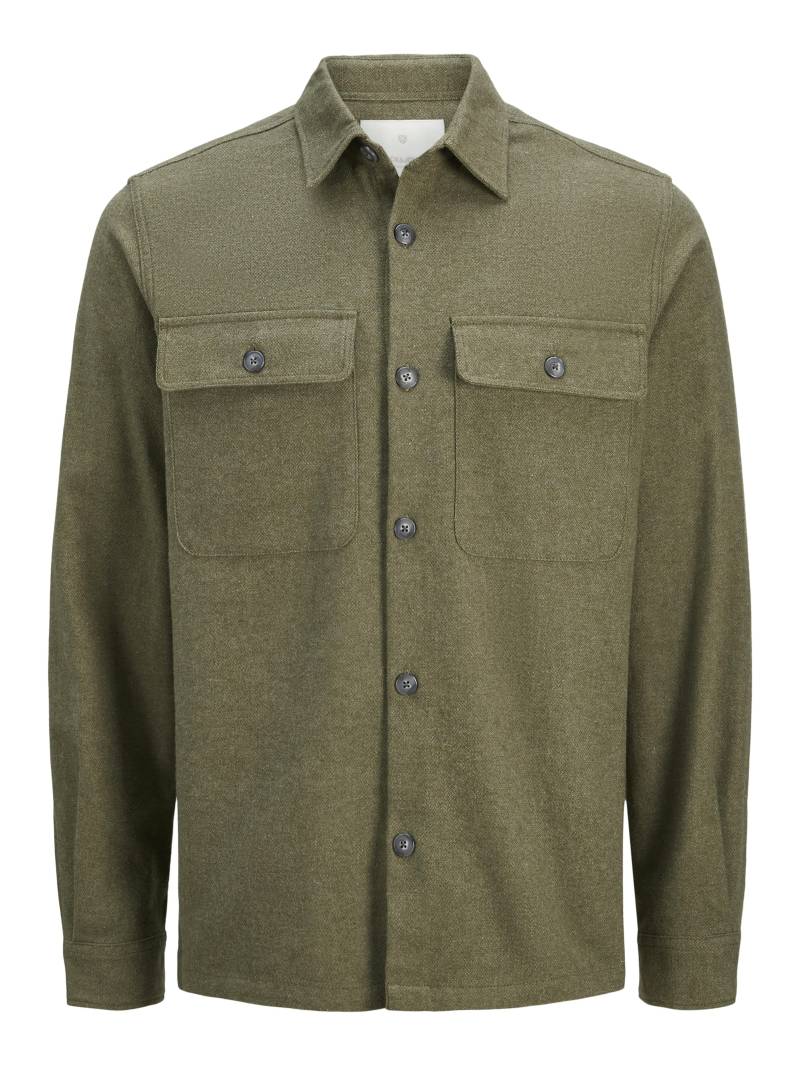 JACK&JONES - JPRRAYMOND MELANGE SOLID LS OVERSHIRT SN olive night - Gr. - S von JACK&JONES