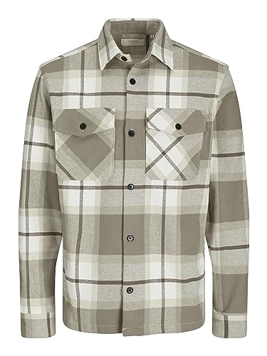 JACK & JONES Herren JPRROY Check Overshirt L/S SN, Brindle/Checks:comfort Fit, S von JACK & JONES