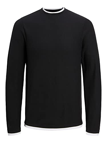 JACK&JONES JUNIOR Boy's JORTWINN Knit Crew Neck JNR Strickpullover, Black, 128 von JACK & JONES