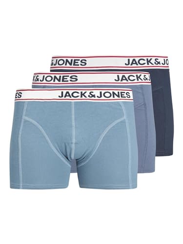 JACK & JONES JUNIOR Jungen JACJAKE Trunks 3 Pack NOOS JNR Boxershorts, Navy Blazer/Pack:Coronet Blue-Vintage Blue, 140 von JACK & JONES