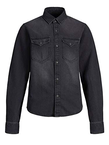 JACK&JONES JUNIOR Jungen JJESHERIDAN Shirt L/S NOOS JNR Hemd, Black Denim, 128 von JACK & JONES