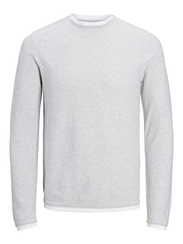 JACK&JONES JUNIOR Jungen JORTWINN Knit Crew Neck JNR Pullover, Light Grey Melange, 128 von JACK & JONES