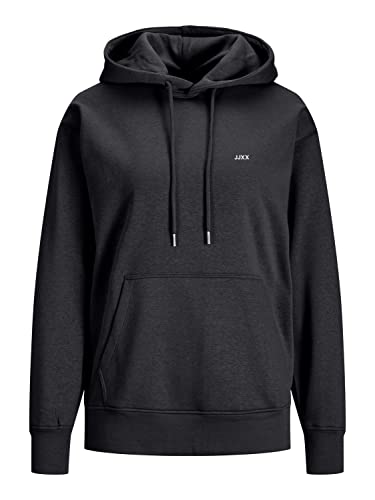 JACK & JONES Damen Jxabbie Rlx Ls Every Hood Swt Noos Kapuzenpullover, Black/Print:white Jjxx Logo, L von JACK & JONES