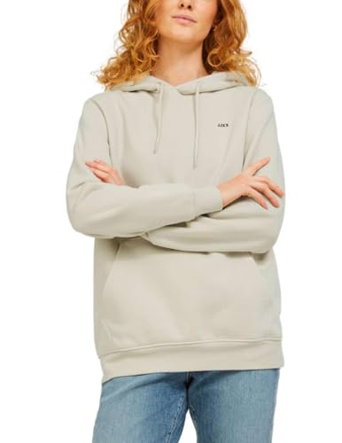 JACK & JONES Damen Jxabbie Rlx Ls Every Hood Swt Noos Kapuzenpullover, Moonbeam/Print:black Jjxx Logo, L von JACK & JONES