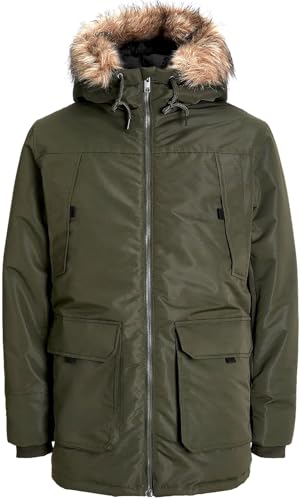 JACK & JONES Jacke Herren Winter Freizeit Softshell Übergang Kapuze Big Plus Size Übergröße Funktionsjacke Steppjacke Parker Outdoor Fahrrad Camping (M, 02) von JACK & JONES