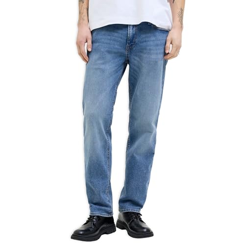 JACK & JONES Jeans Herren Stretch – Jeans Herren Regular Fit Hose aus Stonewashed Denim mit Reißverschluss, Mid Waist Bund, 5-Pocket-Stil, Bequeme Hose in Blau für Alltag & Freizeit von JACK & JONES
