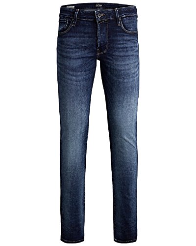 JACK & JONES Jeans Slim Fit Denim Stretch Hose Stone Washed mit Knopfleiste JJIGLENN JJICON, Farben:Blau,Größe Jeans:W27 L30,Z - Länge L30/32/34/36/38:L30 von JACK & JONES