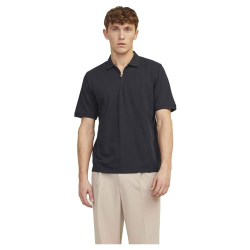JACK & JONES Herren JJEMAC Zip SS Polo SN Jogginghose, Dark Navy,S von JACK & JONES