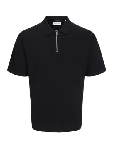 Jack & Jones Jjtroy Knit Zip Polo, black, S von JACK & JONES