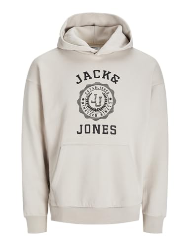 JACK & JONES Herren Hoodie Kapuzenpullover JJVICTO Sweat Hood 12256815,Moonbeam,L von JACK & JONES
