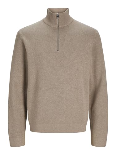 JACK & JONES Herren JPRBLAMILANO Stitch Knit Half Zip SN Strickpullover, Greige/Detail:Melange,XXL von JACK & JONES