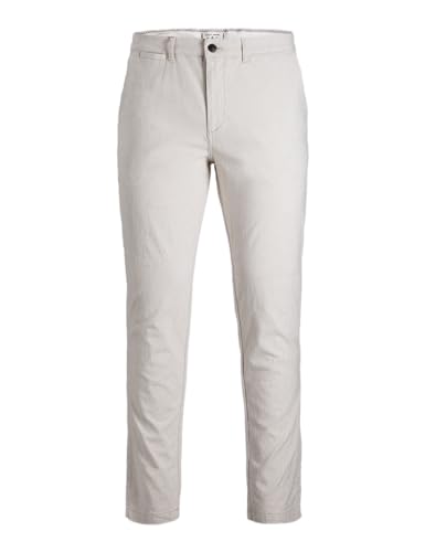 JACK & JONES Herren Jpstmarco Jjdave Linen Fr Leinenhose, White Pepper, 27W / 32L von JACK & JONES