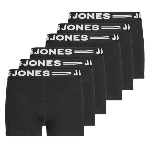 JACK&JONES Jungen Boxershorts, 6er Pack - Sense Trunks, Baumwoll-Stretch, Logobund Schwarz 176 JACK&JONES Jungen Boxershorts, 6er Pack - Sense Trunks, Baumwoll-Stretch, Logobund Schwarz 176 von JACK & JONES