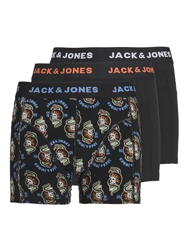 JACK&JONES Jungen Boxershorts JACSUBOO Skull Trunks 3 Pack JNR (DE/NL/SE/PL, Numerisch, 152, Regular, Black) von JACK & JONES