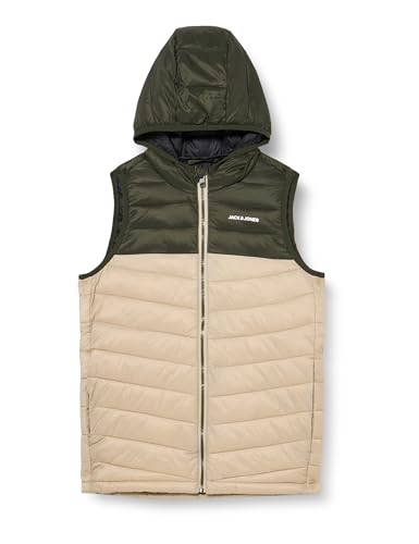 JACK&JONES Jungen JCONEW Pocket Hood BW JNR Steppweste, Fields of Rye/Detail:Rosin Blocking, 152 von JACK & JONES