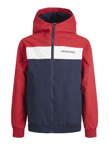 JACK&JONES Jungen JJERUSH Blocking Hood Bomber NOOS MNI Bomberjacke, True Red/Detail:Blocking, 98 von JACK & JONES