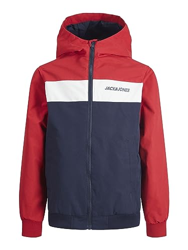 JACK & JONES Jungen Jjerush blokering hættetrøje bomber Sn Jr Jacke, True Red, 152 EU von JACK & JONES