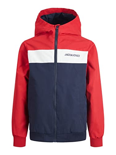 JACK & JONES Jungen Jjerush blokering hættetrøje bomber Sn Jr Jacke, True Red, 152 EU von JACK & JONES